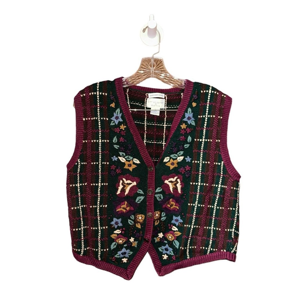 Hand embroidered cottage core vest
